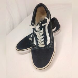 VANS Old Skool Black /White Canvas Leather Lace‎ Up Size 5 M/6.5 Womens Sneaker